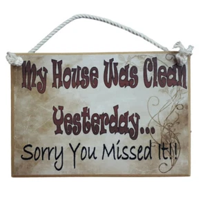 Country Printed Wooden Sign House Clean Yesterday Plaque - Picture 1 of 1