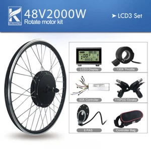 Electric Bicycle 2000W Front Rear Gearless Hub Motor Wheel E-bike Conversion Kit - Picture 1 of 28