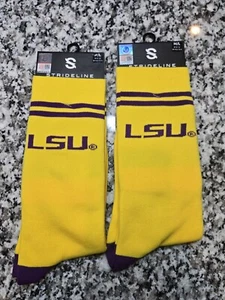 2 Pairs LSU TIGERS Strideline NCAA Official Team Crew Socks NEW Adult Size M/L - Picture 1 of 5