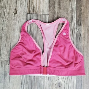 Lululemon Womens‘Heat It Up’ Pink Sz S Front Closure Snap Yoga Athletic Bra Logo - Picture 1 of 12
