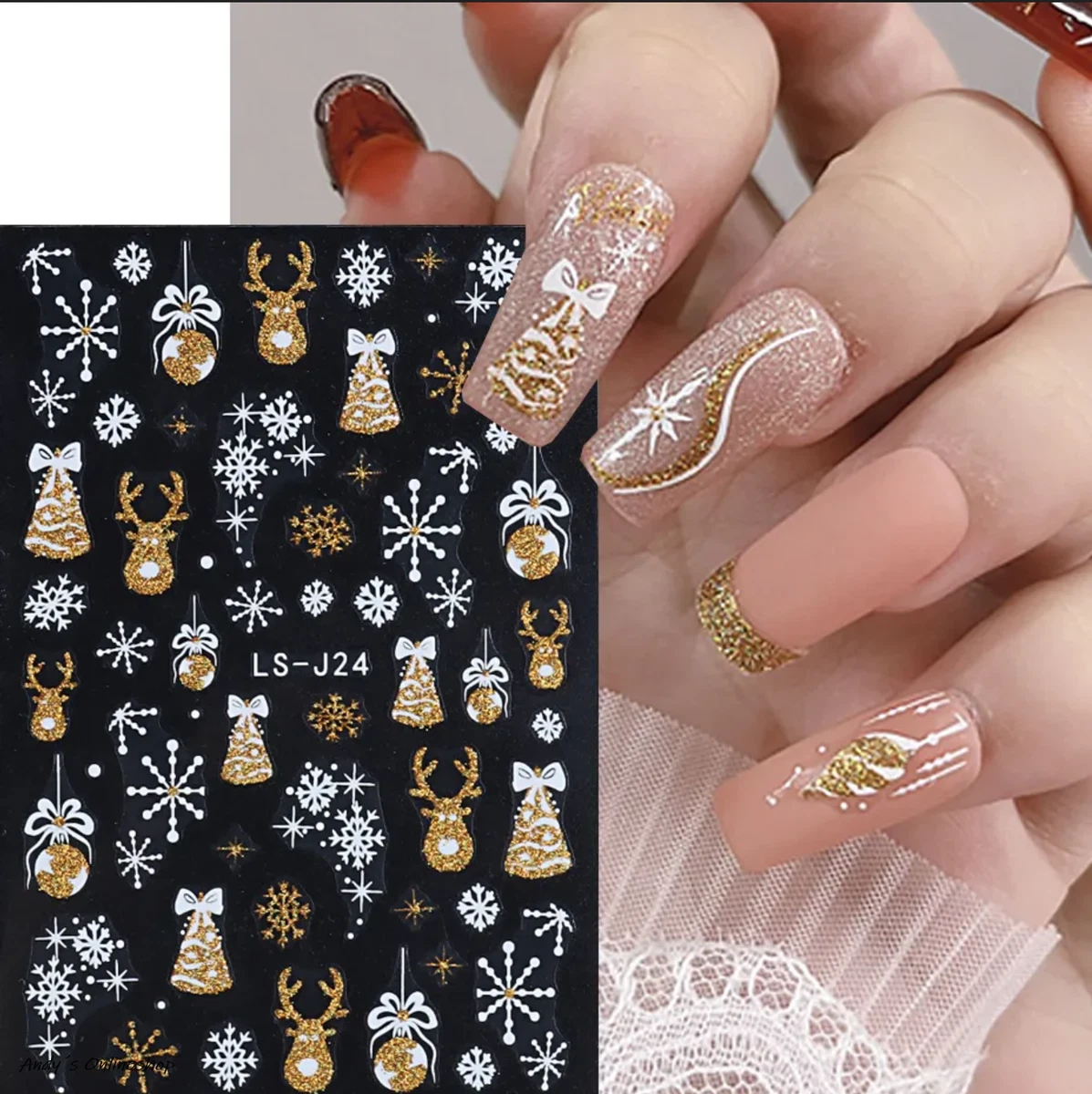 10 Blatt Weihnachts-Nagelsticker – Selbstklebend, Verschiedene Motive, Für Nail Art & Deko
