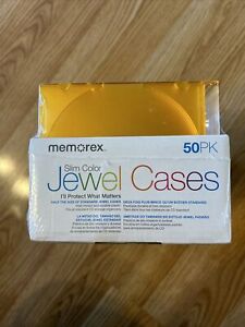 Memorex 50 Pack Slim Jewel Cases in 5 Colors for CD/DVD New in Plastic Wrap