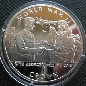 Pièce épreuve argent couronne de Gibraltar 1994 Seconde Guerre mondiale roi George VI et pilotes