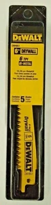 DeWalt DW4851 6" x 6 TPI Drywall Bi-Metal Reciprocating Saw Blades 5 Pack - Picture 1 of 2
