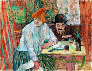 At the Cafe La Mie by Henri de Toulouse Lautrec High Quality Canvas Print - Picture 1 of 1