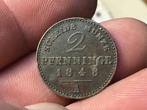 2 Pfennig Prussia 1848 A vf- / Friedrich Wilhelm IV / Old Germany / KM#452 - Picture 1 of 2