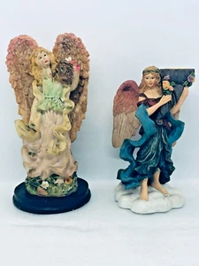 Dos Ángeles Tres Manos 8" Alas Grandes Soporte Regalo Innov 6" Ángel Candelabro - Imagen 1 de 10