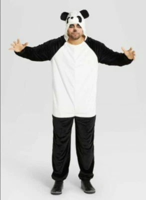 Adult Panda Bear Plush Halloween Costume Jumpsuit Size Small Hyde and Eek - Image 1 of 4