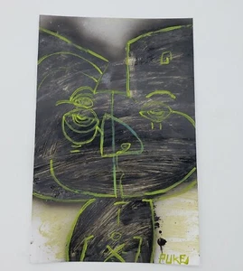 Quadro astratto su carta arte gatto esterno di New York graffiti artista PUKE - Foto 1 di 3