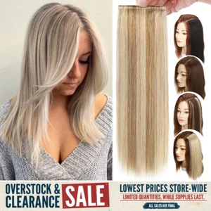 Clip de almohadilla para cabello Remy Topper de una pieza en extensiones de cabello 100 % humano parche lateral EE. UU. - Imagen 1 de 25