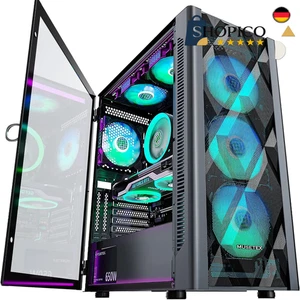 Boîtier Mid-Tower Polygonal Mesh | 6 ventilateurs PWM ARGB | paroi latérale en verre - Photo 1/7