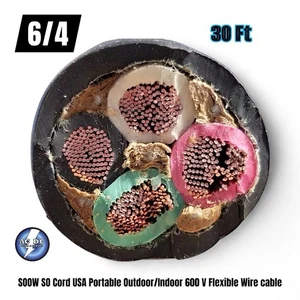6/4 SOOW SO Cord 30 FT USA Portable Outdoor/Indoor 600 V Flexible Wire cable - Picture 1 of 3