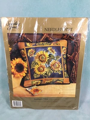 De Colección Candamar Designs Girasoles 14x14 Almohada Punta de Aguja Kit Decorativo SELLADO Foto 1 de 4