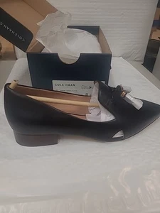 Cole Haan Womens Vanya Tassel Flats Black Leather Loafer Pointy Toe W31018 Sz 8 - Picture 1 of 6