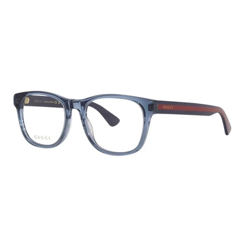 Gucci GG0004ON 012 Eyeglasses Men's Transparent Blue Full Rim Square Shape 53-mm