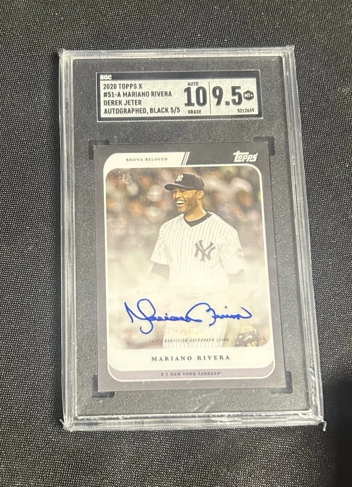 2020 Topps X Derek Jeter Marino Rivera Black Auto /5 SGC 9.5 Auto 10  - Image 1 of 2
