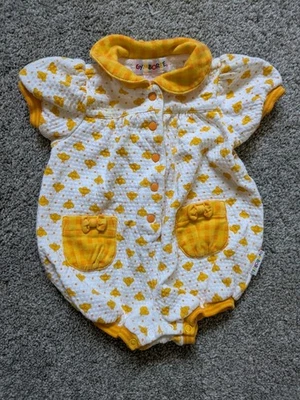 Vtg Gymboree Rainbow Tag Baby One piece Outfit Collared Yellow Bees Sz Newborn - Image 1 of 4