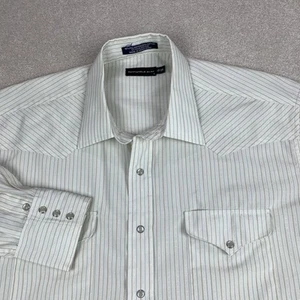 Vintage Panhandle Slim Shirt Mens 17 34 White Blue Striped Button Up Long Sleeve - Picture 1 of 11