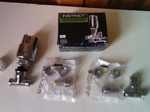 INSTINCT Thermostatic Manual Radiator Valves 1/2" x 15mm Straight Chrome Finish - Picture 1 of 8