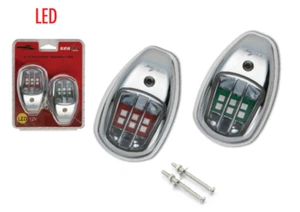 Chrome Port & Starboard 12V LED Navigation Side Lights Surface Mount Boat Marine - Bild 1 von 1