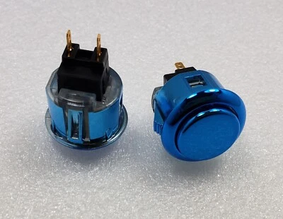 2 x Japan Sanwa Metallic Blue Start Buttons OBSJ-24-JB Video Arcade Parts - Image 1 of 4