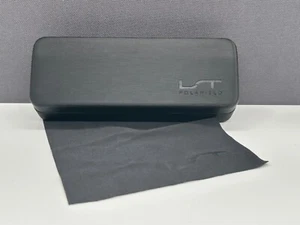 LT Glasses Case Hard Shell Large Black Matte Metal Faux Leather - Photo 1 sur 9
