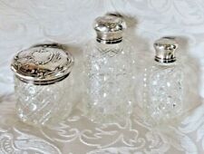Scent Bottle Antique 3 pcs Art Nouveau French Silver & Baccarat Crystal 