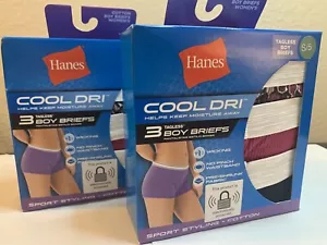 HANES 3-Pk TAGLESS COOL DRI Boy Shorts Briefs UNDERWEAR PANTIES WOMEN S/5 2PACK - Picture 1 of 3
