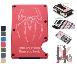 Marvel Hero Spiderman Minimalist RFID Blocking Money Aluminum Wallet Card Holder - Picture 1 of 19