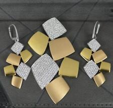 Incredible 18 Carat Gold Tri Colour 4.17 Carat Diamond Pendant and Earrings Set