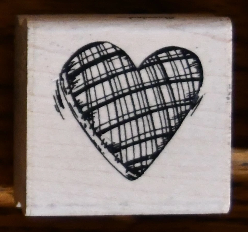 Stampington & Company Estampilla de goma a cuadros corazón retazos amor día de San Valentín Foto 1 de 3