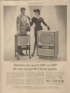 1954 RCA Victor TV PRINT AD Trent 17” / Benson 21” vintage anni 50 valore performance - Foto 1 di 5