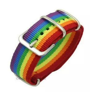 Pride Buckle Rainbow Bracelet Gay LGBT Flag Fabric Wristband LGBTQ - Picture 1 of 17