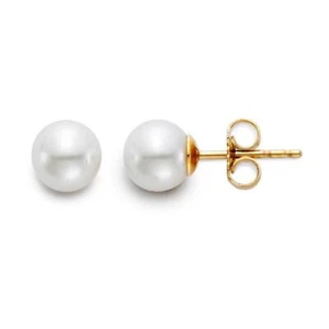 Mastoloni Ohrstecker 18 Kt Gelbgold 6-6,5 mm A Akoya Zuchtperlen weiß - Bild 1 von 1