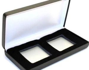 BLACK LEATHERETTE BOX FOR COINS IN 2X2 FLIPS , 2x2 PLASTIC HOLDERS & QUADRUMS - Picture 1 of 6