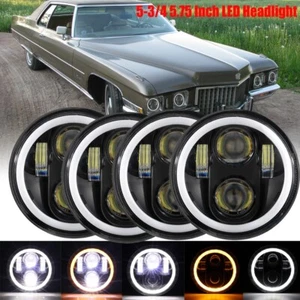 4PCS 5-3/4" 5.75 inch Round Yellow LED Angel Eye Headlights For Chevrolet Impala - Picture 1 of 12