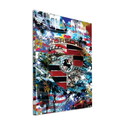 Wandbild Leinwandbild modern Pop Art Porsche Logo Kunst abstrakt Sportwagen - Bild 1 von 4
