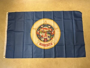 Minnesota Staatsflagge Polyester mit Ösen ✅ Einseitig ✅ Man Cave ✅ 3x5 ft - Bild 1 von 6