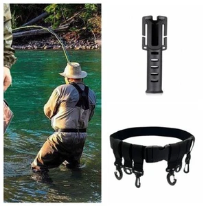 Cinturón de pesca soporte de caña cintura ajustable cinturones de vadeo con 6 piezas ganchos EE. UU. - Imagen 1 de 12