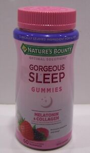Nature's Bounty Gorgeous Sleep Melatonin & Collagen, 60 Gummies Exp 06/25 SEALED