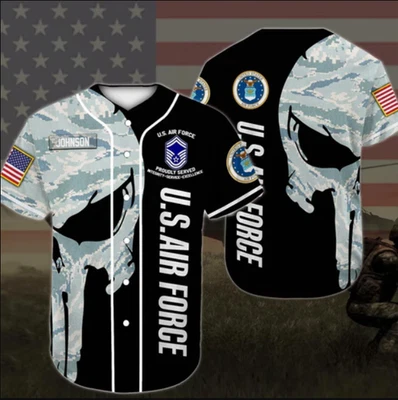 Camiseta de béisbol para veteranos, uniforme militar de la Fuerza Aérea de los Estados Unidos Foto 1 de 4