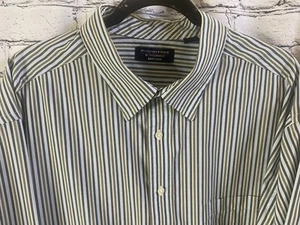Roundtree & Yorke Shirt Button Down Men’s 3XT Blue/Gray Stripe L/S W/Pocket - Picture 1 of 4