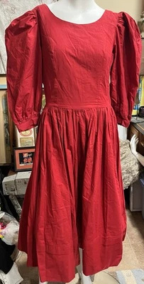 Vestido de vacaciones Laura Ashley rojo espalda en V manga larga abullonada talla 12 EE. UU. Foto 1 de 4