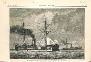LE SCORPION GARDE-CÔTES À RÉDUIT CENTRAL MARINE ROYALE HOLLANDAISE GRAVURE 1878 - Picture 1 of 1