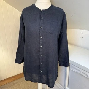 Fog Linen Work Shirt Size M Navy Blue 100% Linen Button Up Japanese - Picture 1 of 11