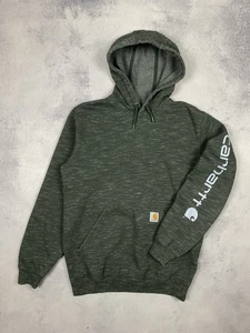 Sudadera con Capucha Carhartt Para Hombre Talla Pequeña Verde Calce Suelto Manga Spellout Sudadera - Imagen 1 de 11