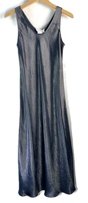 Max Mara Leisure Talete Midi Dress Crinkle Satin Slip In Dark Grey Womens Size 8 - Image 1 of 4