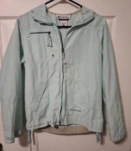 Columbia Jacket Womens Small Light Teal Hooded Lightweight Casual Hiking - Picture 1 of 6
