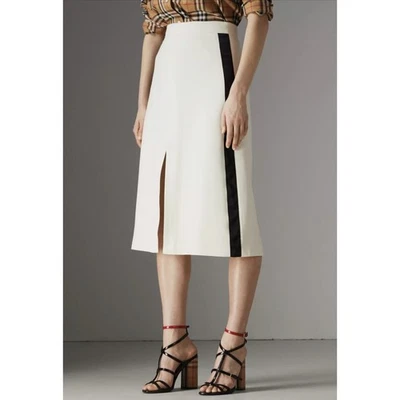 Burberry Mujer Talla 2 Off White Negro Rayas Lana Seda Falda Línea A Nueva con Etiquetas $790 Foto 1 de 4