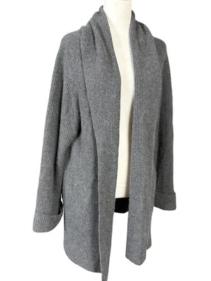 Suéter de cachemir Neiman Marcus para mujer grande gris frente abierto cárdigan bolsillos Foto 1 de 4